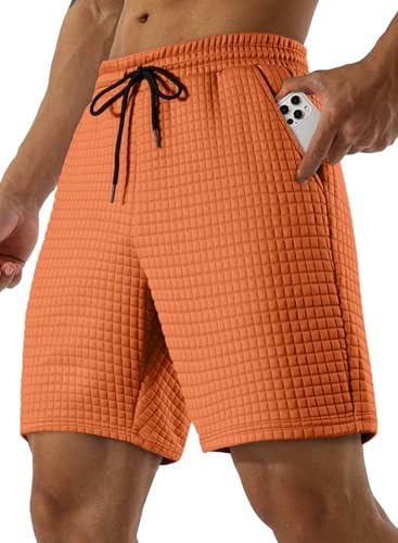Men's Waffle Knit Shorts Lightweight Casual Hiking Shorts Stretch